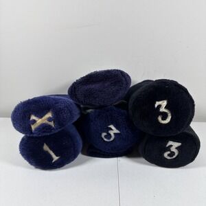 VTG Golf Club Head Cover Soft Fuzzy‎ Plush Lot Of 6 Navy Blue/Black 1-3-X Wood